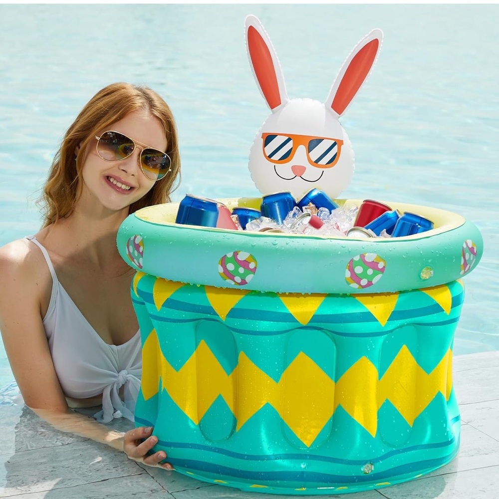 Inflatable pool party cooler Easter bunny ice bucket